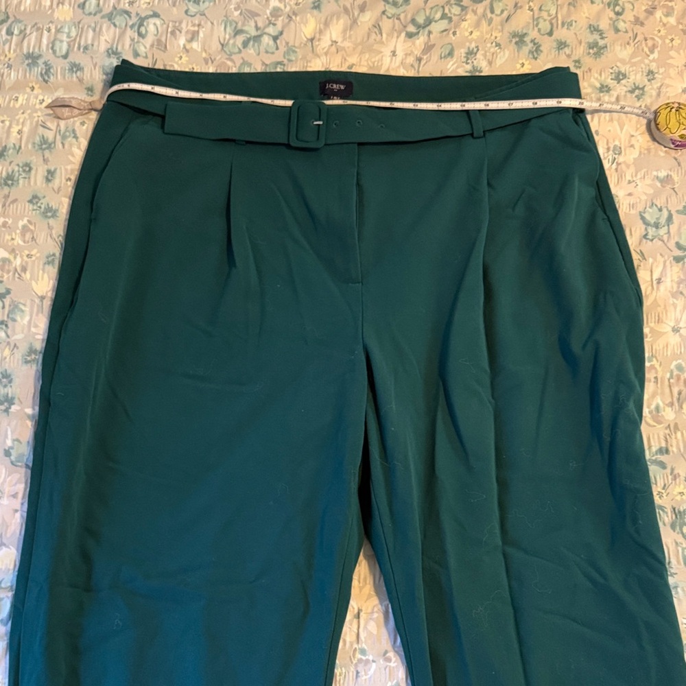 TALL J. Crew Factory Dark Teal High-Rise Tapered Trousers with Belt